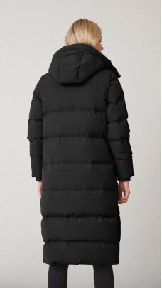 Ilgas moteriškas pūkinis paltas ILONA BLACK