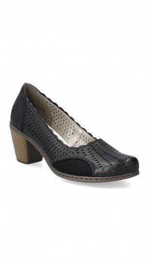 Black high-heeled shoes for women RIEKER