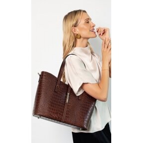 Classic leather handbag TOSCANIO TOS F6 RUDA