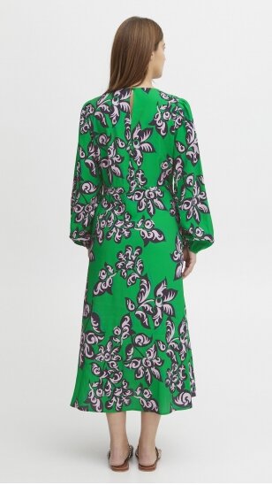 Moteriška žalia suknelė ilgomis rankovėmis PULZ JEANS
