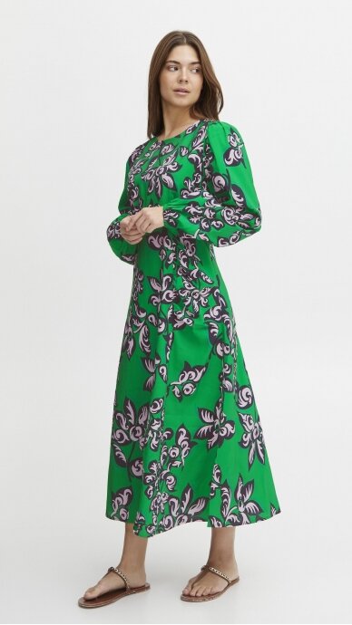 Moteriška žalia suknelė ilgomis rankovėmis PULZ JEANS 2