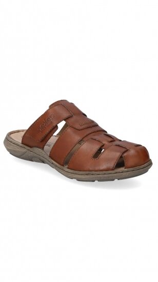 Brown leather slip-on sandals for men RIEKER