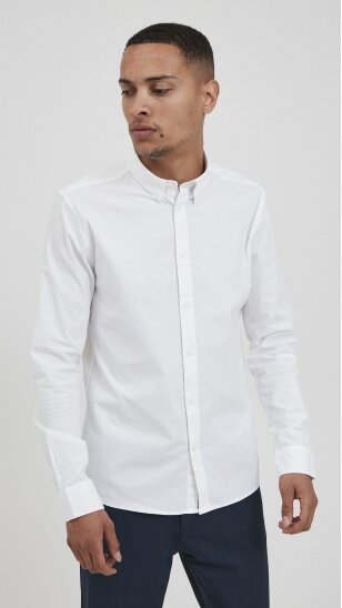 Men's white classic shirt with long sleeves SOLID